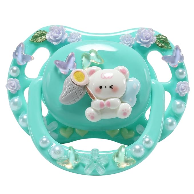 CutiePlusU Adult Sized Pacifier Dummy DIY Handmade Big Shield- Green
