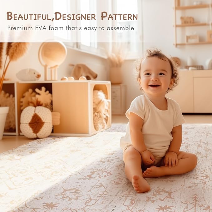 Extra Large Baby Play Mat - 4FT x 6FT Foam Puzzle Floor Mat for Kids & Toddlers (Persia Rhombic Pattern)