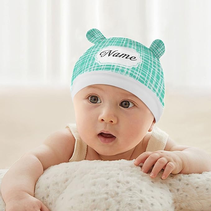 Personalized Name Car Seat Covers for Babies, Customized Baby Carseat Cover, Infant Carrier Cover Stroller Canopy, Nursing Cover Breastfeeding Scarf for Newborn Boys Girls, Green Plaid