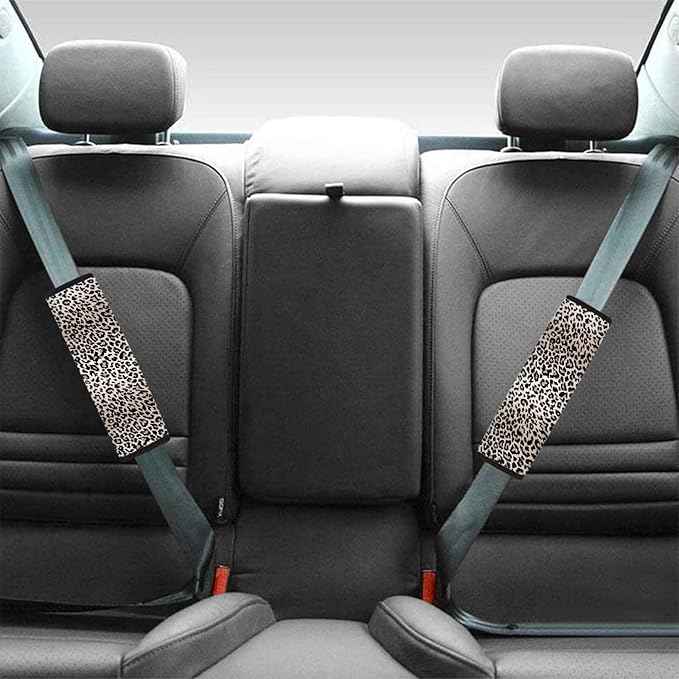 Seat Belt Cover Pad 2 Pack Soft Car Seat Shoulder Strap Pads Seatbelt Strap Cover Leopard Print Car Accessories for Adults Kids Universal Fit