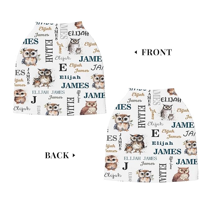 Personalized Car Seat Covers for Babies with Name – Multi-use Breastfeeding Cover Custom Owl Carseat Canopy Cover, Infant Stroller Covers for Boys and Girls