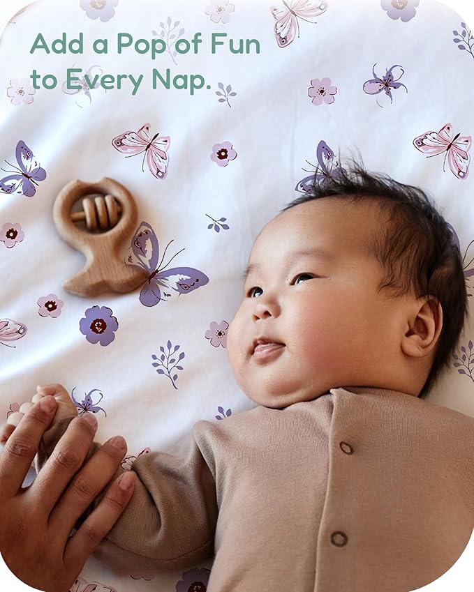 Pack and Play Sheets Fitted 2 Pack, 38x26 Graco Pack n Play Sheets for Playard & Travel Crib Mattress, Ultra Soft Jersey Knit, Breathable Stretchy Deep Pocket, Compatible with Mini Cribs