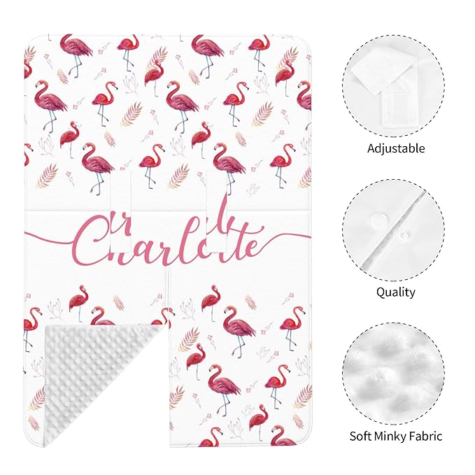 Personalized Car Seat Covers for Babies Custom Name Car Seat Canopy for Newborn Baby Boys Girls 2 in 1 Mom Nursing Breastfeeding Covers Flamingo Minky Baby Carrier Covers with Peekaboo Opening