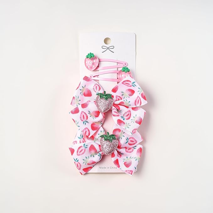 AACKS Kids Girls Strawberry Hair Bows Strawberry Hair Accessroies Fruit Hair Barrettes Strawberry Ribbon Bow