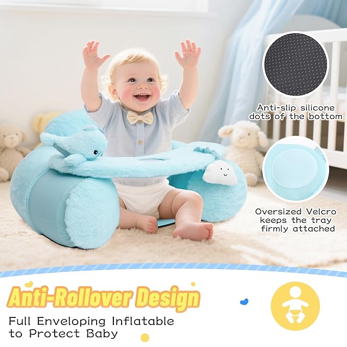 KAKIBLIN Baby Sit Me Up Seat, Inflatable Baby Seat with Cover for Babies 3-36 Months,Portable,Inflatable Sit & Play Floor Seats for Sitting Up