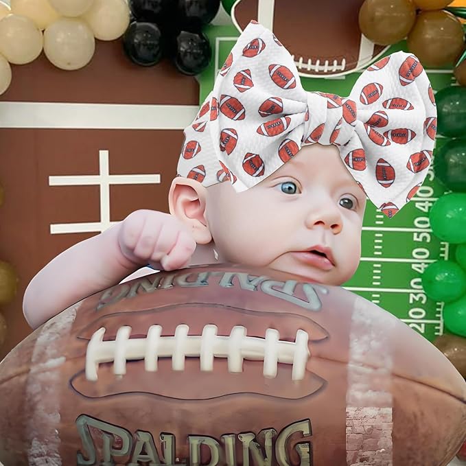 Football Baby Bow Headbands for Girls Super Bowl Infants Hair Accessories Toddlers Outfits for Sports Parties Baby Girl Football Outfit