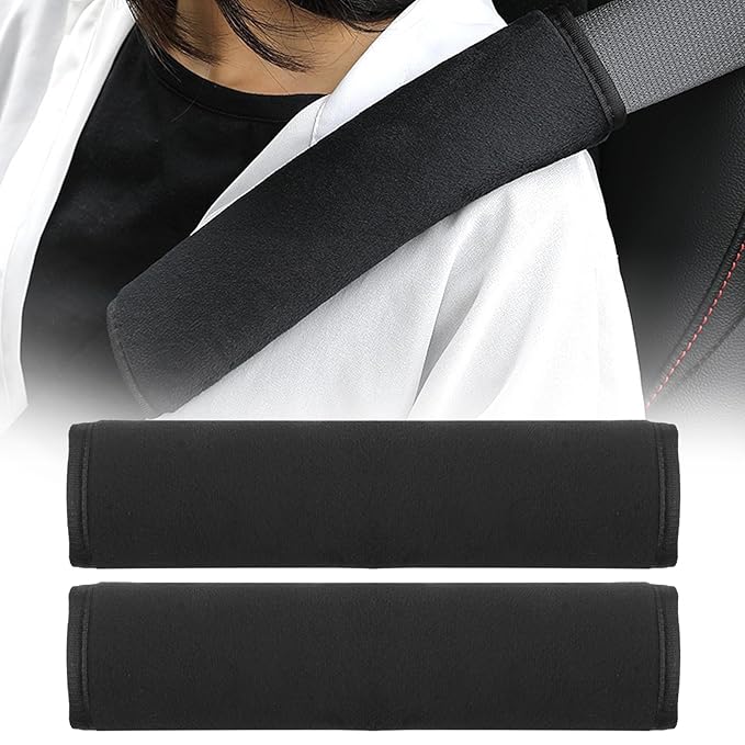 Guirnd 2 Pack Car Seat Strap Pads, Universal Soft Car Seat Strap Covers for Baby Toddler Kids, Car Seat Shoulder Strap Pads for Stroller, Pushchair, High Chair (Black)