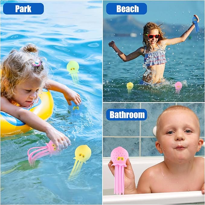 4pcs Octopus Water Balls, Multicolored Octopus Floating Pool Toys for Kids, Soft Sensory Octopus Bath Splash Toys for Swimming Pool, Beach, Bag Fillers, Party Favors, Summer