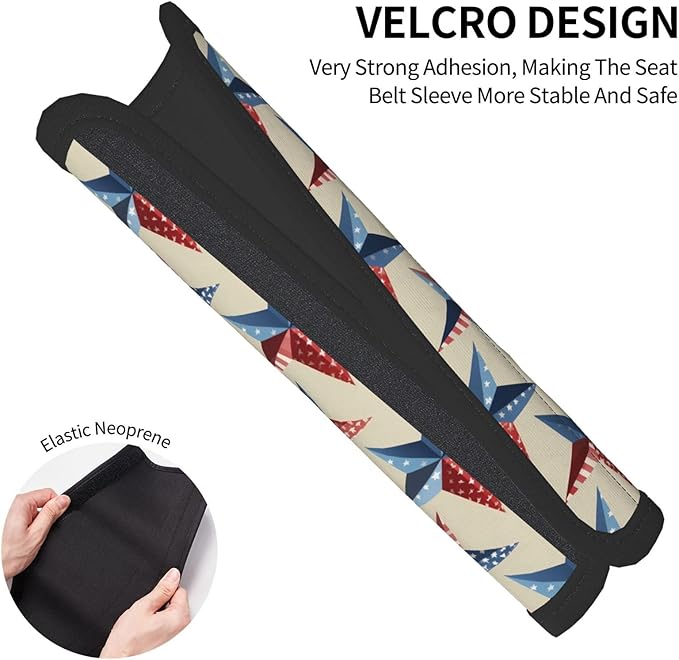 Blue Star Vintage Car Seatbelt Strap Cover Halloween Air Permeability Shoulder Strap Cover, Pack of 2, for Womens Mens Adults