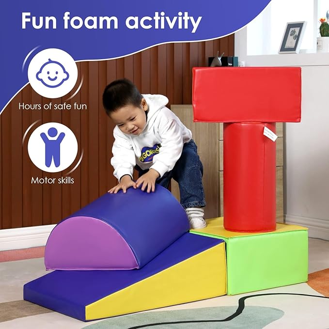 PayLessHere Foam Climbing Blocks for Toddlers 1-3 Toddler Soft Play Equipment Climbing Toys Indoor Climbers & Play Structures Toys for Toddlers Baby Climbing Blocks(CM, 5 Piece)