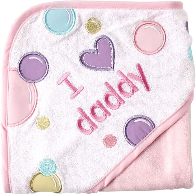 Luvable Friends Unisex Baby Hooded Towel, Pink Dad, One Size