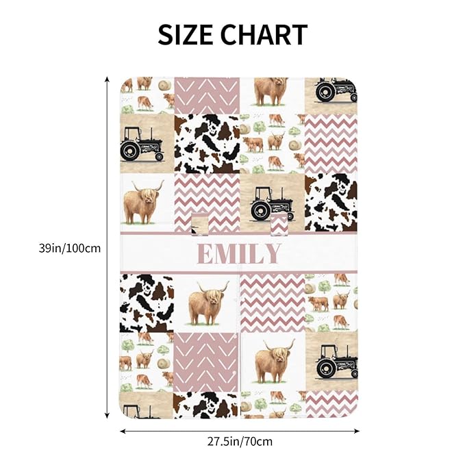 Personalized Baby Car Seat Canopy for Babies, Custom Name Car Seat Covers for Girls, Opening Minky Nursing Breastfeeding Cover for Infant, Carseat Canopies for Newborn (High Land Cow Pink)