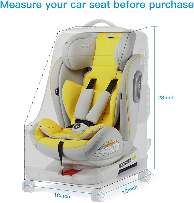 TUGUAN Car Seat Travel Bag for Airplane with Spinner Wheels, Infant Car Seat Bags for Air Travel with Hard Bottom, Padded Car Seat Backpack, Large Car Seat Storage Bag for Airport Check, Brown