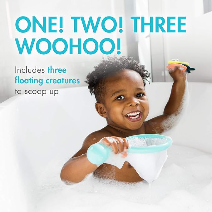 Boon Water Bugs Floating Bath Toys - Includes Net and Three Bug Bathtub Toys - Toddler Stocking Stuffers - Toddler Sensory Toys Promotes Fine Motor Control - Mint - Ages 10 Months and Up