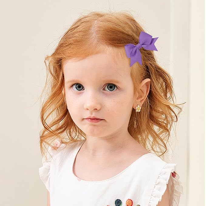 choicbaby 8pcs Baby Girl Hair Bow Clips Set, Purple Toddler Hair Clips Boutique Grosgrain Ribbon Bow Hair Barrettes Accessories for Infant Toddler Kids