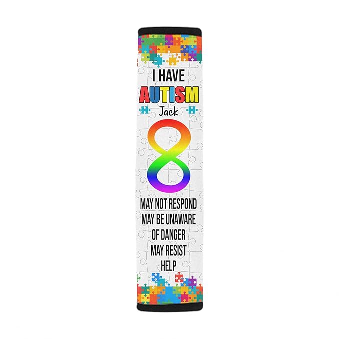 I Have Autism Personalized Name Autism Awareness Seat Belt Covers Special Need Autistic Car Seat Belt Covers for Kid Children Medical Alert 18