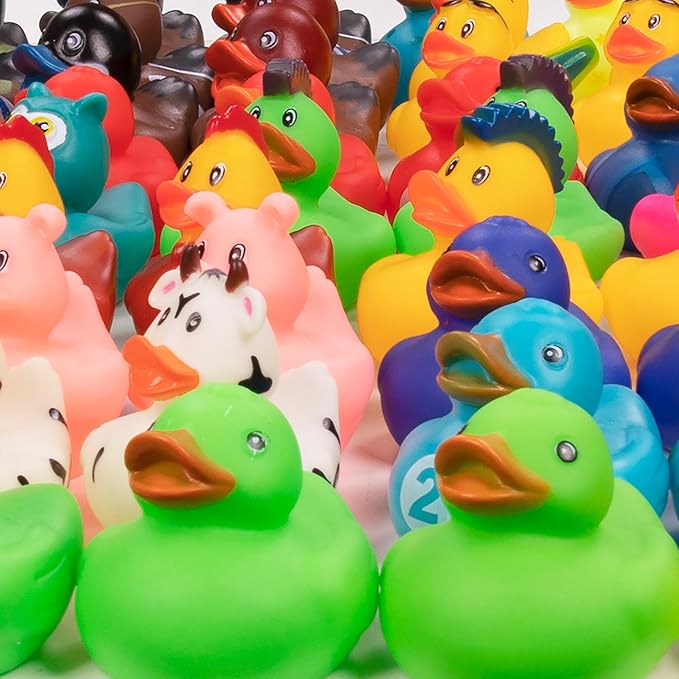 Kangaroo Mini Rubber Ducks Bulk Pack of 50 – Floating Baby Bath Toys for Kids - Classroom Rewards - Pool Party & Birthday Party Favors for Kid - Small Rubber Duck for Easter Baskets Stuffers for Kids