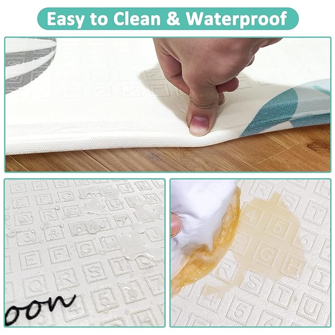 FLAGAV 79x59inch Play Mat for Baby - Extra Large, Non-Toxic, Waterproof Playmat for Indoor and Outdoor Use