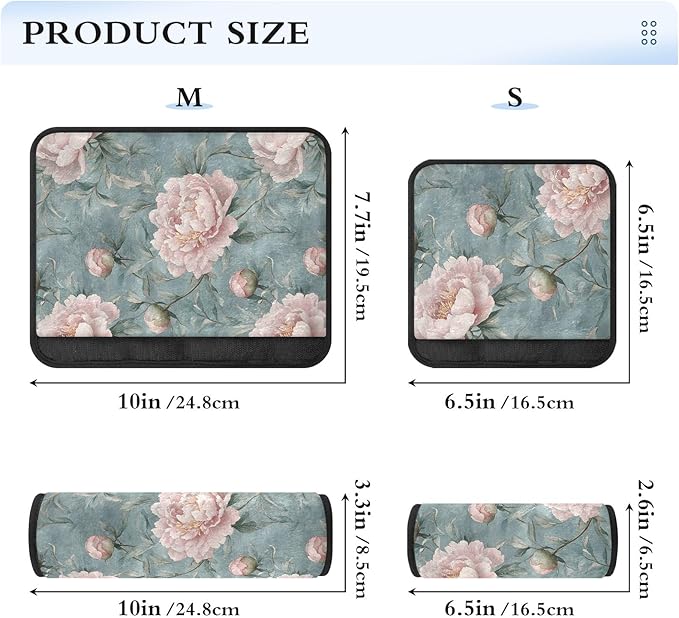 CHIFIGNO Pack of 2 Seat Belt Cover Pad Pink Peonies Blue Leaves Seatbelt Covers Soft Car Seat Shoulder Pads for Adults Kids Women Men