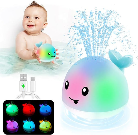 ANGGIKO Baby Boy Bath Toys, Easter Basket Stuffers for Babies 1 Year Old Boy Gifts, Toddler Bath Toys for Kids Ages 1-3, Light Up Whale Bath Toy Sprinkler Baby Toys 6-12-18 Months Bathtub Fountain Toy