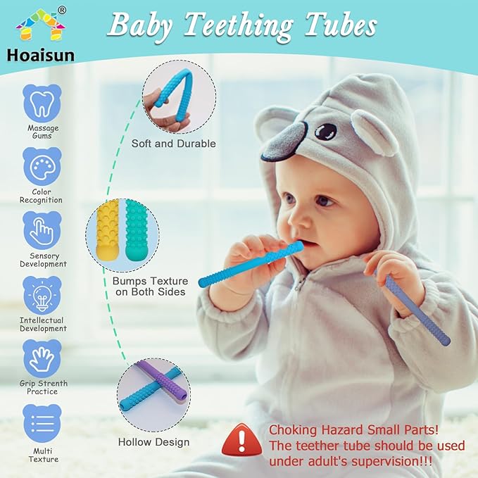 Cloth chew Necklaces for Sensory Kids 6 Pack and Teething Tubes for Babies 8 Pack