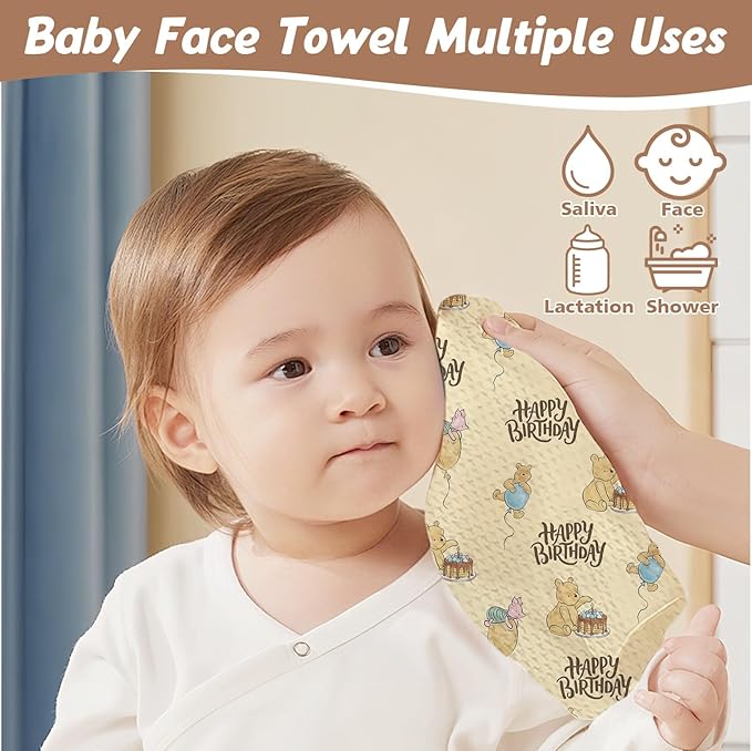1PCS the Pooh Baby Bath Towels, Winnie Hooded Baby Towel, Bath Supplies for Newborns, Soft & Absorbent, Happy Birthday Baby Towel with 1 Toddler Face Towels 32 * 32IN
