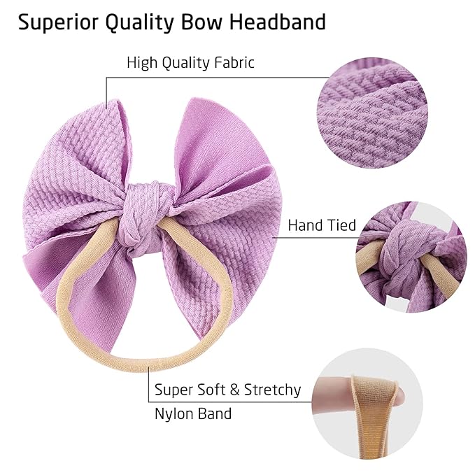 Cinaci 30 Pack Super Stretchy Nylon Headbands with Big Bow Hair Accessories for Baby Girls Infants Toddlers Kids Teens