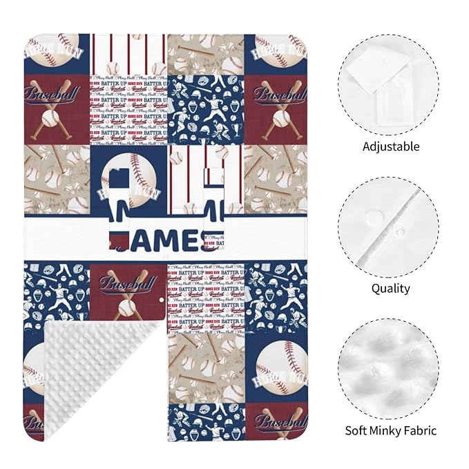 Personalized Baby Car Seat Canopy for Boys and Girls, Custom Name Baby Car Seats Covers for Babies, Opening Minky Nursing Breastfeeding Stroller Cover Infant Carseat Canopies for Newborn (Baseball)