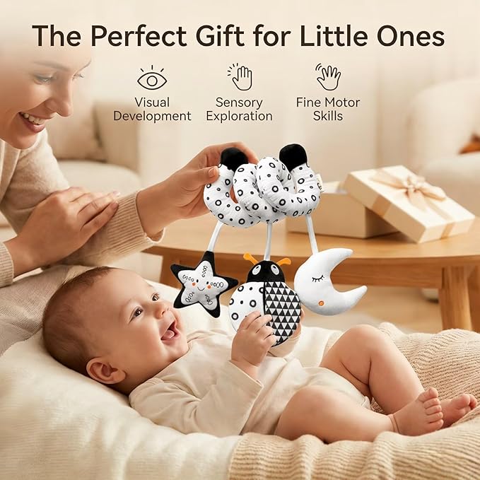 Multi-Use Baby Spiral Activity Toy – Spiral carseat Toy for Car Seat, Stroller,Play Gym, Keeps Baby Quiet, Easy Travel Solution