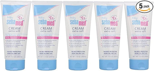 Sebamed Baby Cream Extra Soft Ultra Mild Moisturizer for Delicate Skin with Panthenol (200mL) Pack of 5