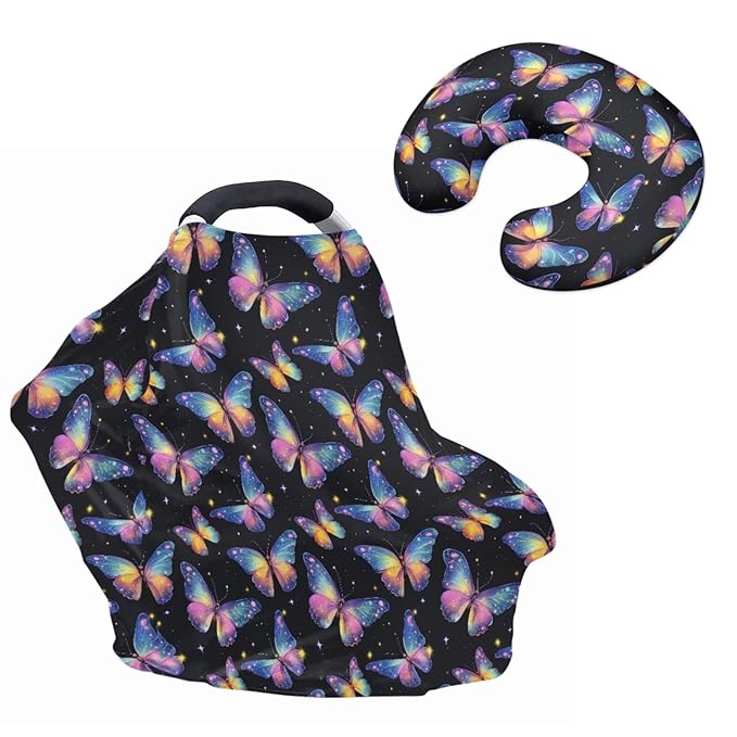 Butterflies Basket Covers & Nursing Pillow Cover for Baby Dreamy Newborn Registry & Shower Gift for Boys Girls Breathable Washable Not Easy to Fade