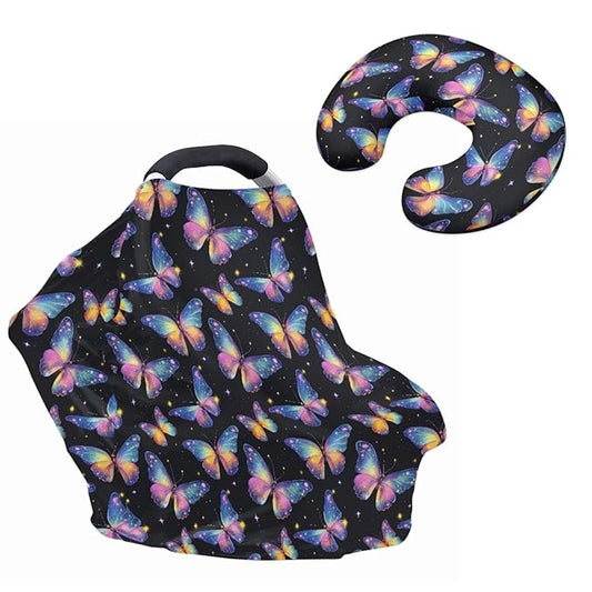 Butterflies Basket Covers & Nursing Pillow Cover for Baby Dreamy Newborn Registry & Shower Gift for Boys Girls Breathable Washable Not Easy to Fade