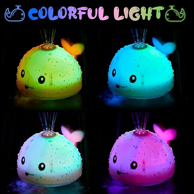 Baby Whale Bath Toy - Baby Easter Basket Stuffers Bath Toy for Kids - Light up Water Pool Bathtub Toys for Babies Kids