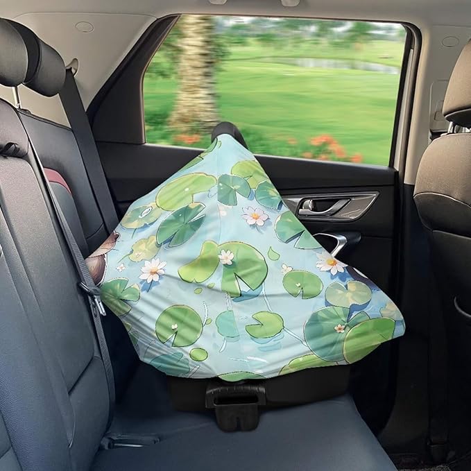 Biyejit Sea Otter Breathable Nursing Cover Up and Car Seat Cover for Babies Simka Rose - Breastfeeding Cover for Baby Boy & Girl - Adjustable Stretchy Infant Carseat Canopy Carrier Cover