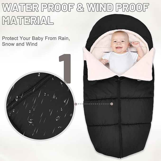 Winter Warm Bunting Bags Universal, Baby Stoller Sleep Bag Cold Weather, Waterproof Toddler Footmuff for Stroller,Pushchairs,Prams