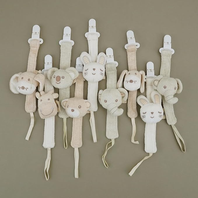 Pacifier Clip, 2 Pack Baby Pacifier Holder for Boys and Girls Fits Many Pacifiers & Baby Teething Toys, Ideal Baby Gift (Koala & Giraffe)