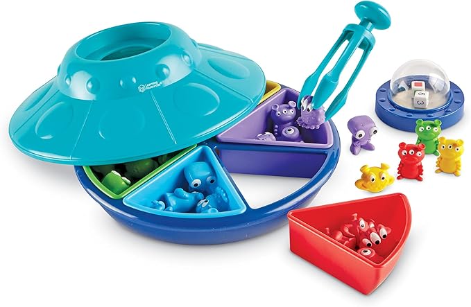 Learning Resources Oodles of Aliens Sorting Saucer - Board Stacking Games, Fine and Gross Motor Skills, Montessori Sensory Toys, Counting for Preschoolers, Homeschool, Gifts for Boys and Girls