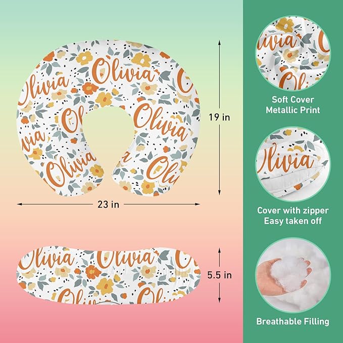 Personalised Car Seat Cover for Babies - Multi-use Carseat Canopy Cover with Name, Car Seat Covers, Christmas Birthday Gifts for Infant Boys and Girls Orange Flower Pattern