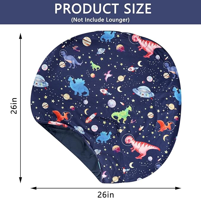 GFU Newborn Lounger Cover Replacement, Soft Baby Lounger Cover 1 Pack, Breathable Infant Removable Slipcover for Boys Girls, Blue Dinosaur Pattern