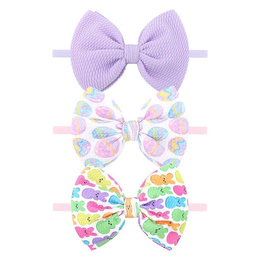 Easter Bows for Girls Bunny Baby Girl Headbands Easter Hair Bows Rabbit Eggs Bow Toddler Hair Accessories Infant Bows Headband Newborn Purple