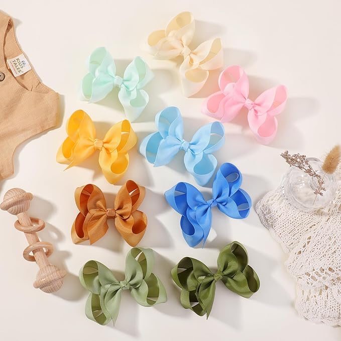 YHXX YLEN 40PCS 4.5 Inch Hair Bows Clips, Grosgrain Ribbon Alligator Clips Barrettes Hair Accessories for Baby Girls Infants Toddlers Kids Teens Children in Pairs