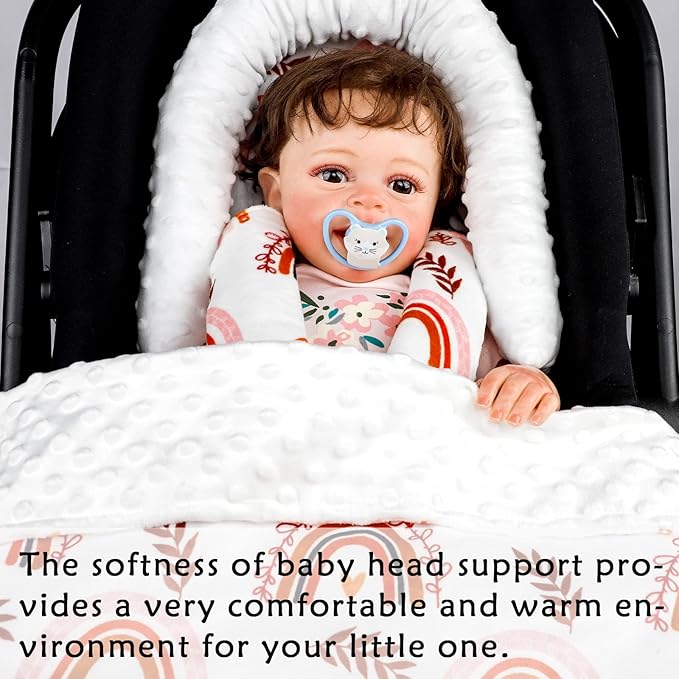 Pea Pod Infant Car Seat Insert, Baby Car Seat Head Support for Newborn Reversible Car Seat Cushion Padding Fits for Stroller, Baby Swing, Bouncer - Dots, Rainbow