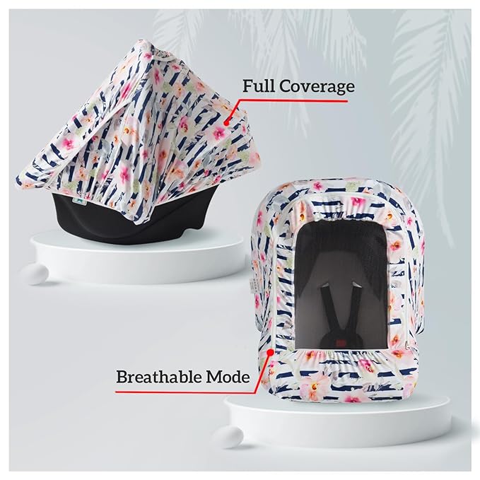 Little Tots Baby Car Seat Canopy Cover, Breathable Sun Shade, Full Privacy for Newborns & Infants, Universal Fit for Boys & Girls