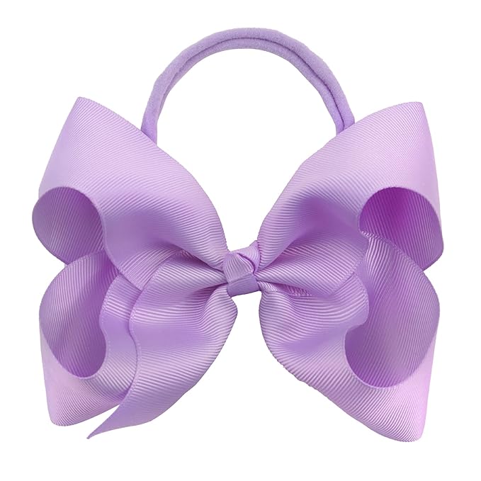 2Pcs 6 Inches Ribbon Baby Girls Headbands Infant Elastic Hairbands Large Cheer Bow Hair Band Accessories for Child Toddlers Girls (Light Purple)