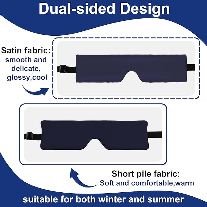 SPRING SEAON Airplane Head Strap for Sleeping, Double-Sided Airplane Eye Mask Head Holder, Adjustable Seat Sleeper Support for Plane, Car & Office Chair, Contoured Nose-Friendly Design，Pouch Included