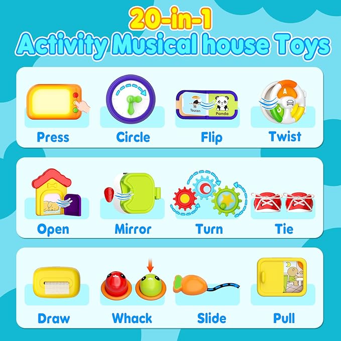 Toddler Toys for 1 Year Old Girl & Boy Gifts, Christmas &1st Birthday Gifts Toys for Ages 0-2, 20-in-1 Musical Learning House Baby Toys 6-12 12-18 Months, Montessori Sensory Toys for Toddlers 1-3