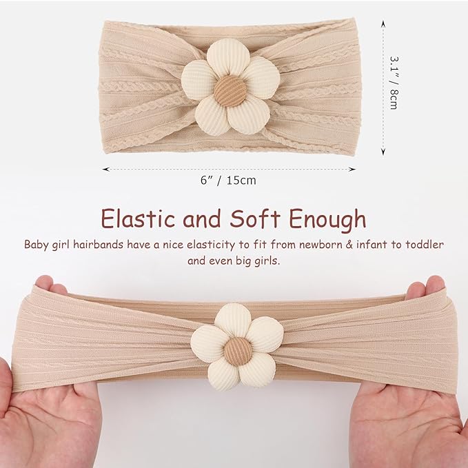 AQOKKA Baby Flower Headbands Nylon Baby Girl Headbands Soft Handmade Hairbands Toddler Hair Accessories for Girls Baby Newborn Infant Kids