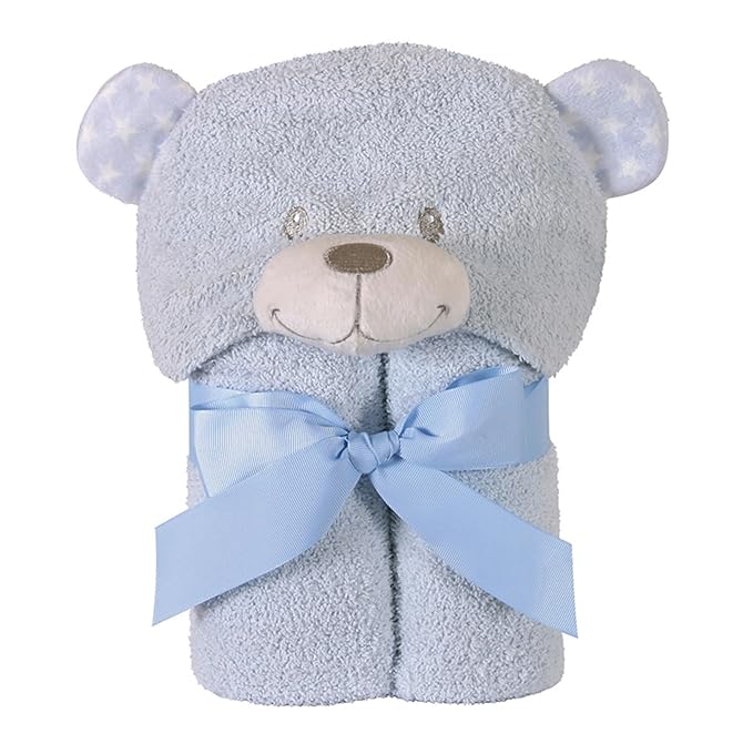 Stephan Baby Terry Plush Hooded Bath Towel, Blue Bear, 0-24 Months