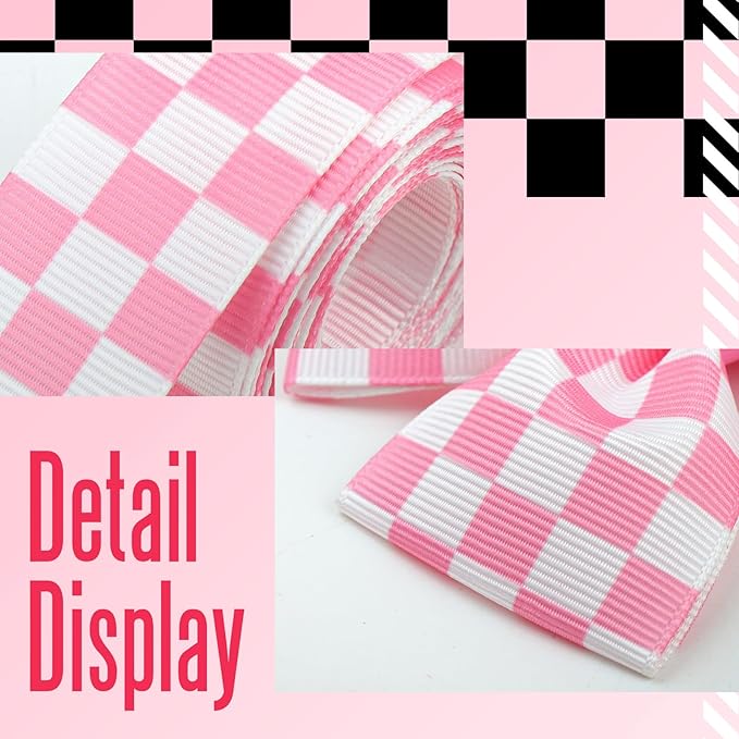 Pink Hair Bows for Girls Racing Baby Bow Checkered Flag White Bow Elastic Nylon Headband for Infant Toddler Newborn Hair Accessories Gift