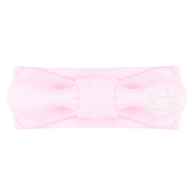 Creative Knitwear Auburn Tigers Infant Girls Pink Solid Hair Knot Headband Embroidered Logo - Size Newborn - 4T